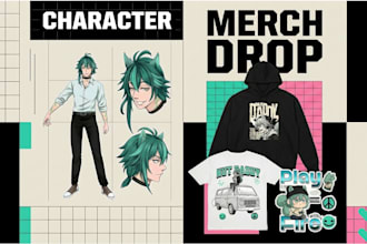 a custom merch collection for your character multi style