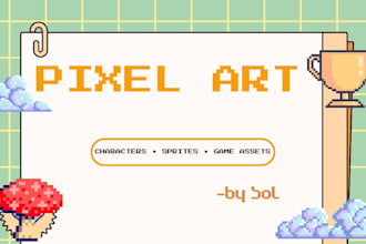 create pixel art like designs , characters or assets