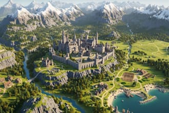 build minecraft city map, castle and survival world, adventure with worldpainter