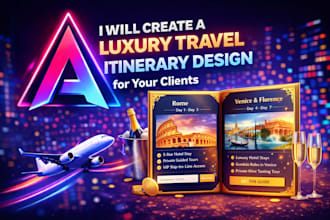create a luxury travel itinerary brochure design for agents