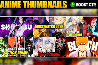 design eye catching anime thumbnails for youtube
