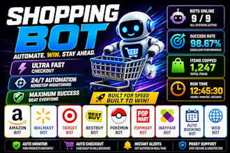 build auto purchase bot, amazon bot walmart bot, target bot web bot, pokemon bot