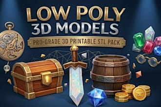 model low poly game assets and 3d printable models