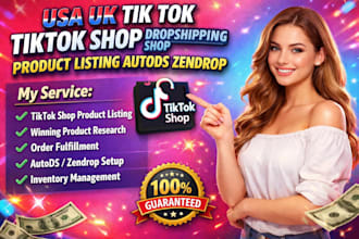 setup US uk tik tok tiktok shop dropshipping shop product listing autods zendrop