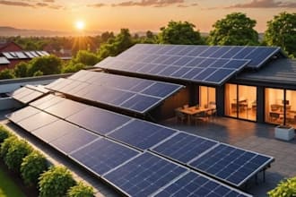 get qualified solar panel, electrical power, energy solar logo design