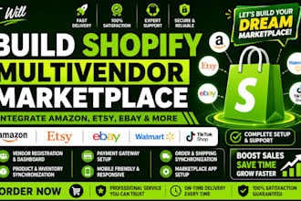 build shopify multivendor marketplace, integrate amazon etsy ebay