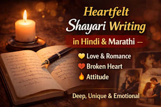 write unique hindi and marathi shayari, poetry and short story