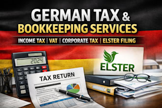 do german bookkeeping, income tax, vat, corporate tax return filings via elster