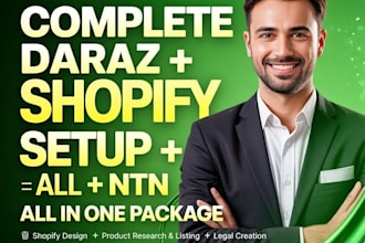 professional daraz store and shopify website setup with product hunting