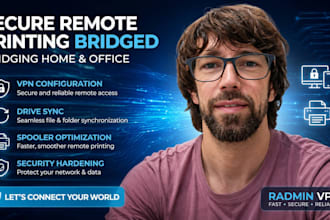 setup secure remote printing from home to office using VPN