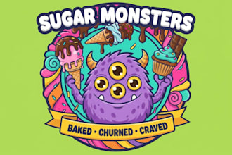 design candy bakery sweets chocolate ice cream dessert food logo