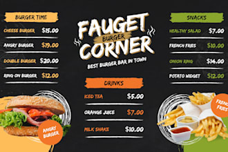 your modern restaurant food menu, or cafe menu designer