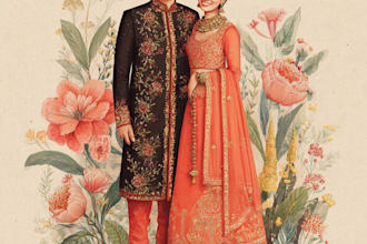 make custom portrait in traditional attire for wedding