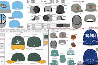 do hat or cap tech pack design, flat sketch, innovation, beanie, trend 3d mockup