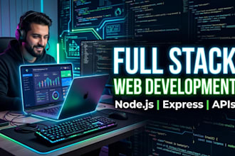 develop node js express backend api or full stack web app