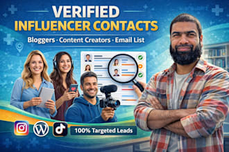 build verified influencers, bloggers and youtubers contact list for outreach