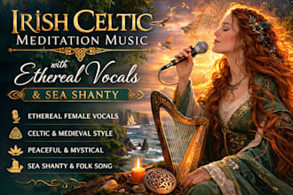 create irish celtic meditation music with ethereal vocals and sea shanty