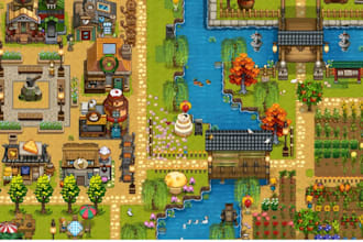 do topdown pixel art tilset rpg game map character asset tile map sprite sheet