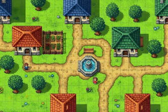 do 2d topdown pixel art tileset rpg game map art character assets tile map