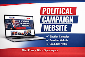 design political campaign website, election candidate website, donation system