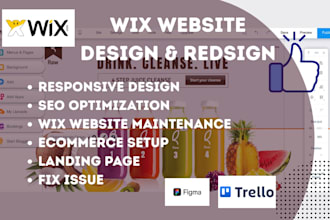 build wix website design, wix redesign, wix online store