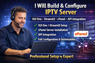 build and configure ip tv server using xui one xtreamui, cpanel, api integration