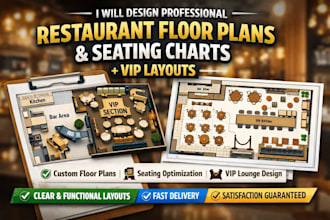 design a professional restaurant floor plan and seating chart with VIP layout