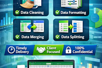 clean, format, merge, split excel data