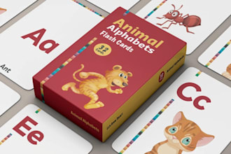 design educational memory flash cards kids playing card game box design