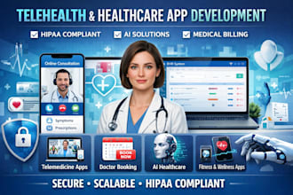 develop telehealth website healthcare app hipaa app heath and fitness app