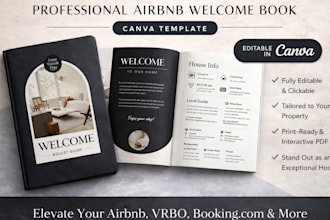 do 2026 editable airbnb welcome book, warm book, house manual guidebook in canva