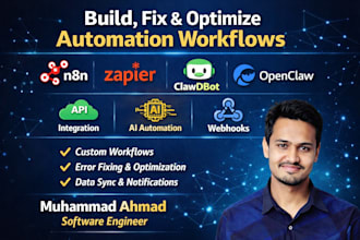 build, fix, and optimize n8n, clawdbot, zapier and openclaw automation