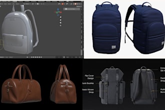 make all type of bag and leather items, 3d render or animation