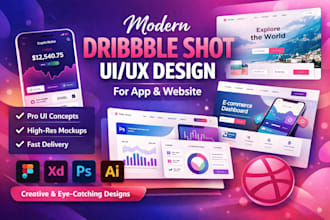 create modern dribbble shot UI UX design for app or website