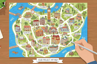 create custom map illustration, illustration map, vector map, for your project