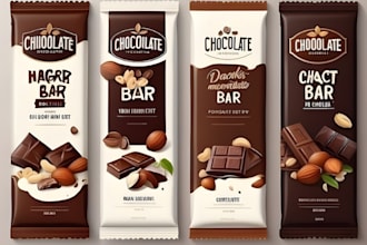 design product wrapper, protein bar packaging, chocholate packaging and wrapper