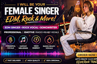 be your female singer edm singer songwriter rock vocal female vocalist edm music