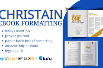 christain ebook formatting, daily devotion, prayer journal, sermon book,  kdp