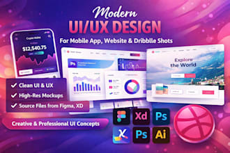 create modern UI UX design for mobile app website