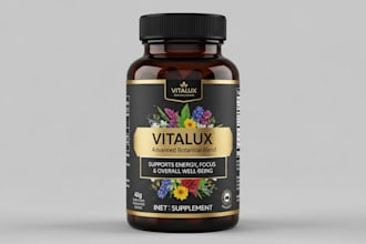 design professional supplement label design, vitamin bottle, with 3d mockup