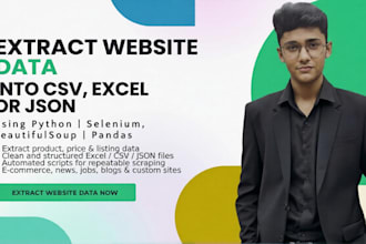 scrape website data into excel, CSV, or json using python