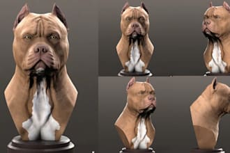 realistic 3d dog model anima bust sculpt dragon pet design for 3d print stl fbx