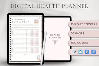 design wellness, mental health, and self journals and planners in canva