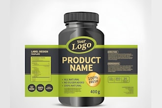 design skincare wrappers, supplements label or packaging and cosmetic stickers