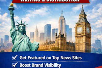 write and distribute UK and USA press release to news sites