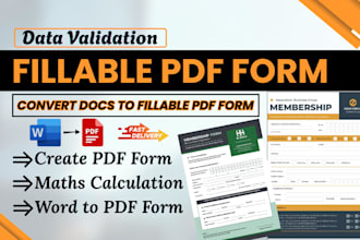 create fillable PDF form, intake form, convert word to PDF with data validation