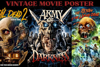 do 70s 80s 90s retro horror vintage poster retro movie poster dark art pop art