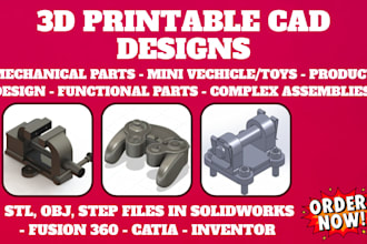 convert 2d image sketch to 3d printable model, cad product design stl step file