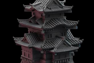 sculpt castle fortress miniature,fantasy terrain,tabletop gaming scenery,3dprint