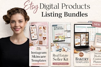 design etsy mockups, etsy listing thumbnails, etsy banners for digital products